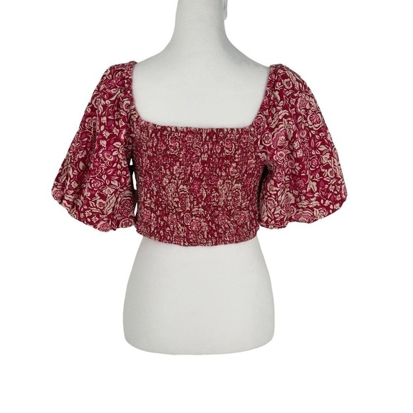 Japna India Red & Pink Floral Top 100% Cotton Size M Party Boho Barbie - Picture 4 of 13